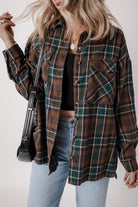 Plaid Print Chest Pockets Buttoned Shirt Jacket