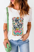 Risen Floral Print Round Neck T Shirt