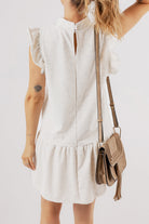 Flutter Sleeve Crew Neck Shift Dress