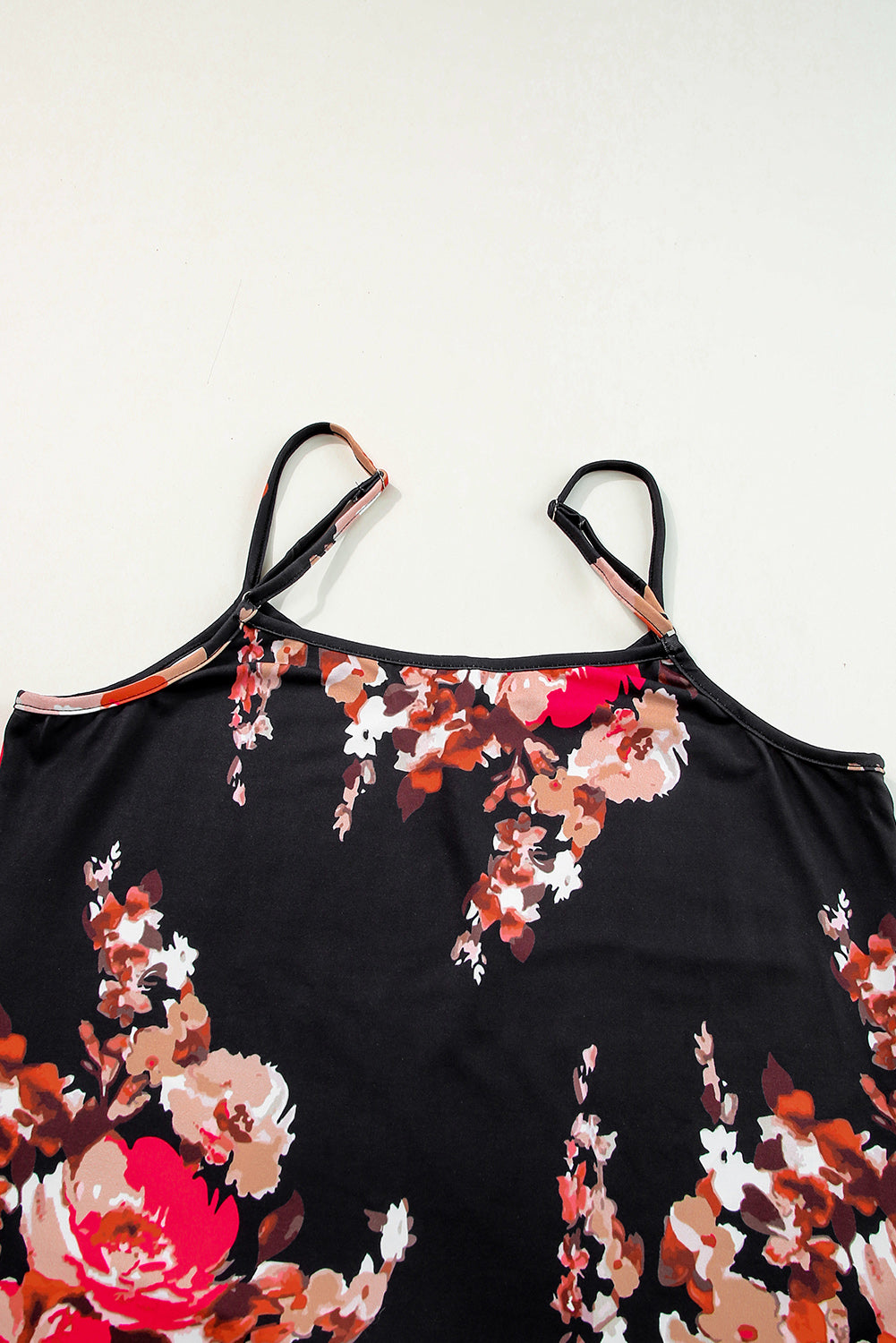 Floral Print Adjustable Spaghetti Strap V Neck Tank Top