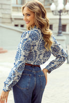 Bohemian Printed Bishop Sleeve Lace Shirt