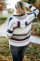 Plus Size Striped Hooded Knit Sweater