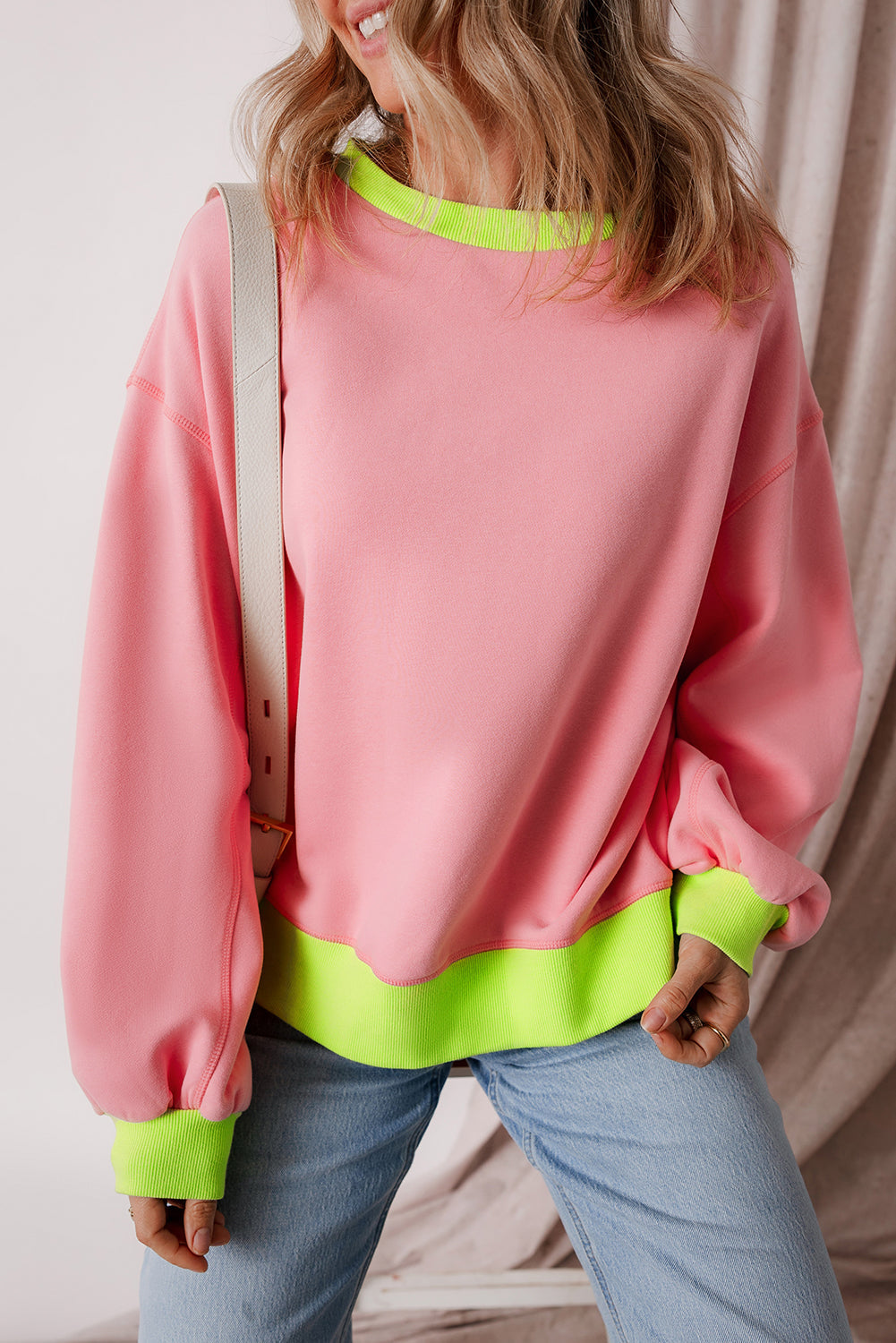 Colorblock Bubble Sleeve Sweatshirt