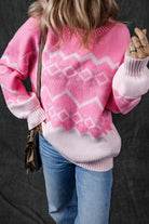 Western Aztec Geometric Drop Shoulder Sweater