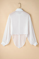 Solid Knotted Front Loose Fit Sheer Shirt