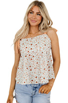 Tied Shoulder Floral Print Babydoll Tank