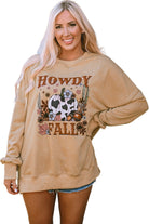 HOWDY FALL Pumpkin Print Split Hem Sweatshirt