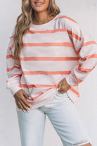 Striped Drop Shoulder Pullover Sweatshirt