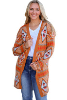 Aztec Geometric Knit Open Front Cardigan