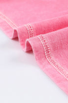 Pink Acid Wash Lace Patch Pocket T-Shirt