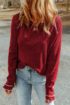 Textured Round Neck Long Sleeve Top