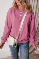 Solid Fleece Lined Drop Shoulder Terry Sweatshirt