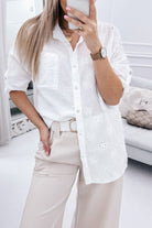 Broidered Anglaise Crinkle Loose Shirt