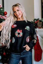 Sequined Christmas Graphic Pullover Sweatshirt