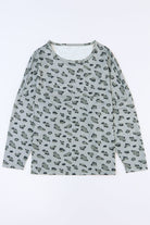 Animal Print Stitching Loose Long Sleeve Top