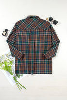 Plaid Print Chest Pockets Buttoned Shirt Jacket