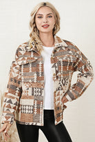 Aztec Print Flap Pocket Button-up Jacket