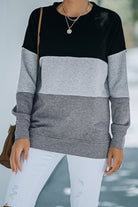 Colorblock Contrast Stitching Sweatshirt with Slits