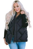 Quilted Zipper Front Hooded Vest Coat