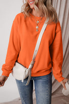 Solid Fleece Lined Drop Shoulder Terry Sweatshirt