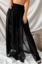 Shirred High Waist Chiffon Split Beach Maxi Skirt