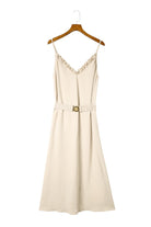 V Neck Sleeveless Maxi Dress with Elastic Belt