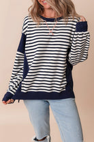 Color Block Exposed Seam Loose Fit Sweatshirt