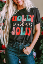 HOLLY JOLLY Vibes Christmas Crew Neck T Shirt