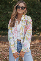 Abstract Printed Turn-Down Collar Loose Shirt