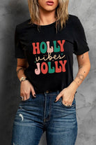 HOLLY JOLLY Vibes Christmas Crew Neck T Shirt