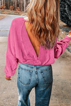 Acid Wash V-shape Open Back Sweatshirt