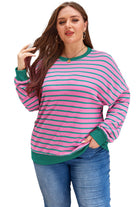 Waffle Knit Crew Neck Plus Size Sweatshirt