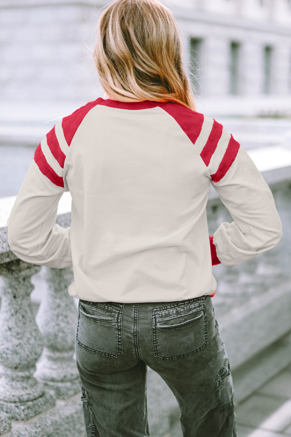 Color Block Raglan Long Sleeve Top