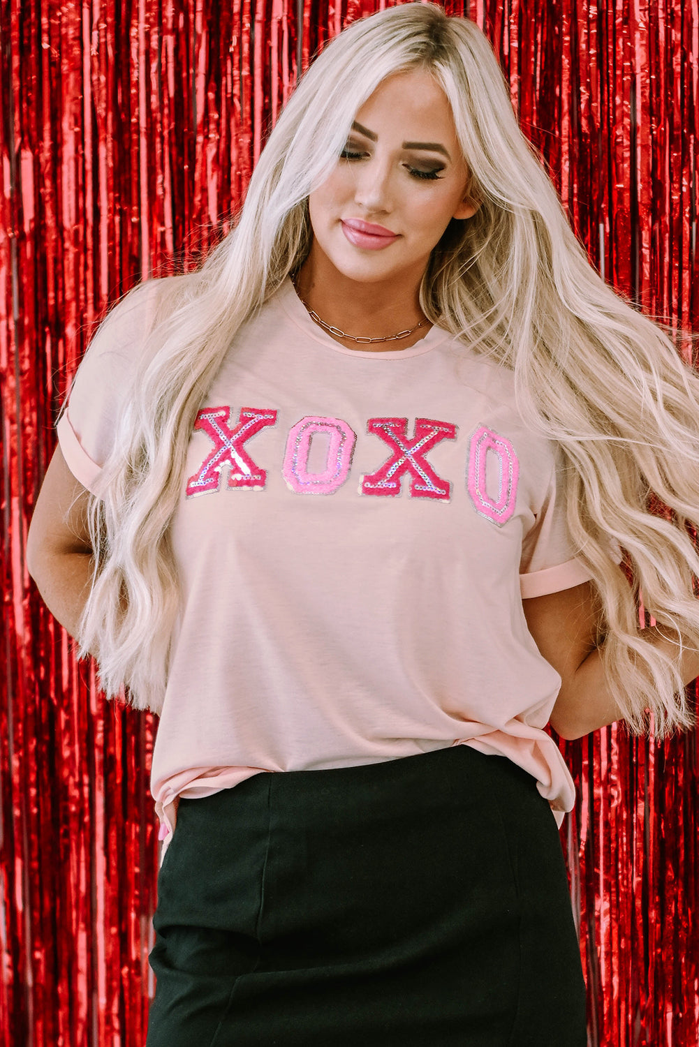 Valentines Shiny XOXO Graphic T-shirt