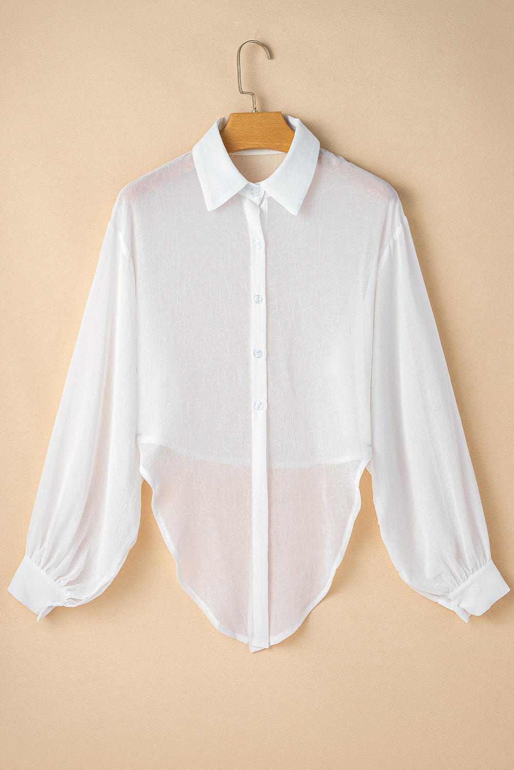 Solid Knotted Front Loose Fit Sheer Shirt