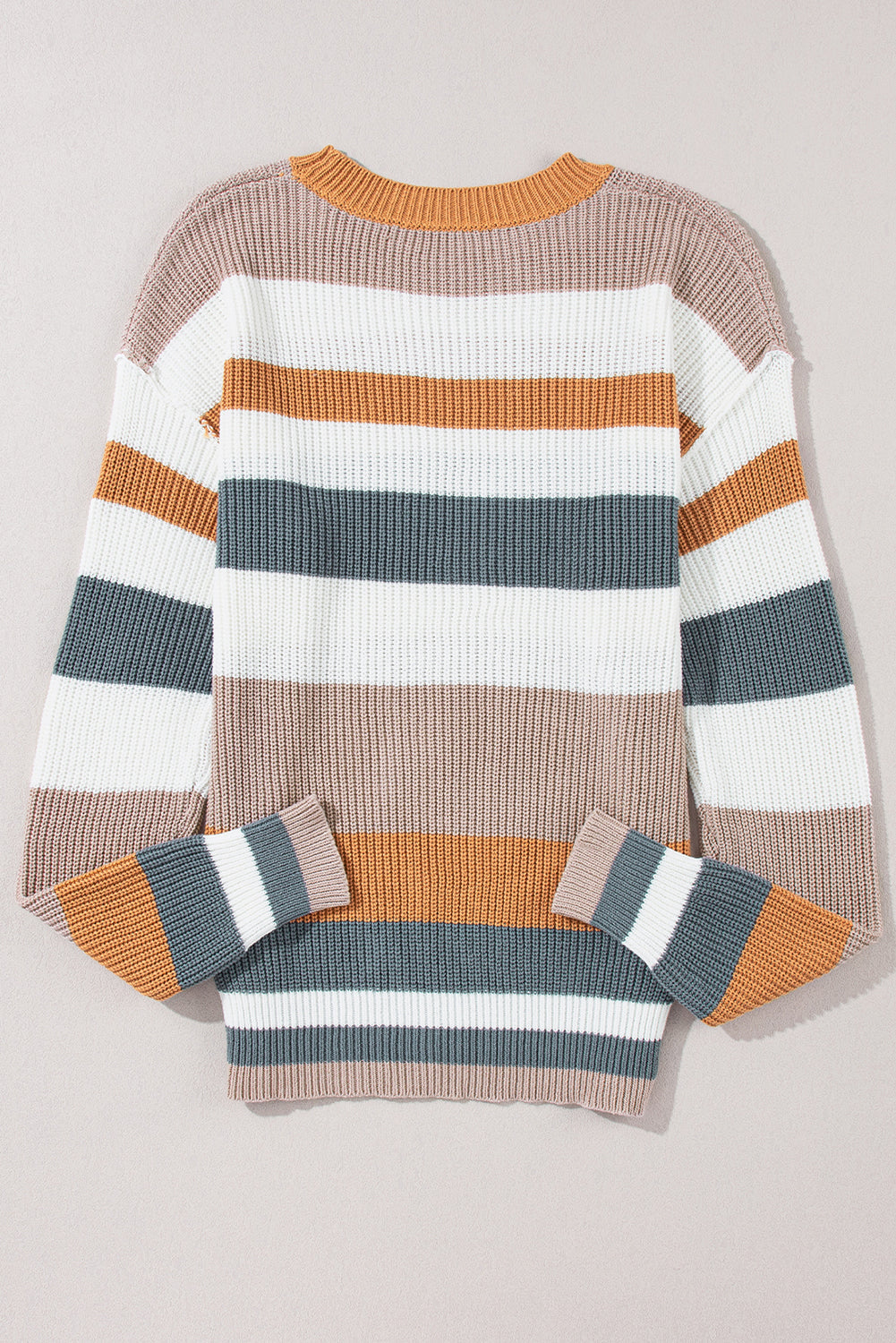 Classic Round Neck Colorblock Knit Sweater