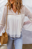 Lace Crochet Hollow Out Swiss Dot Blouse