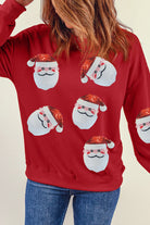 Fiery Red Santa Claus Sequin Graphic Sweatshirt