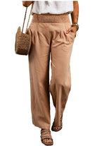 Smocked Waist Loose Straight Leg Pants