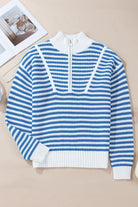 Zip up Collar Drop Shoulder Sweater