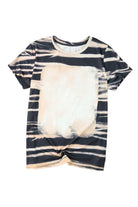 Blue Tie Dye Stripe Print Bleached T-Shirt