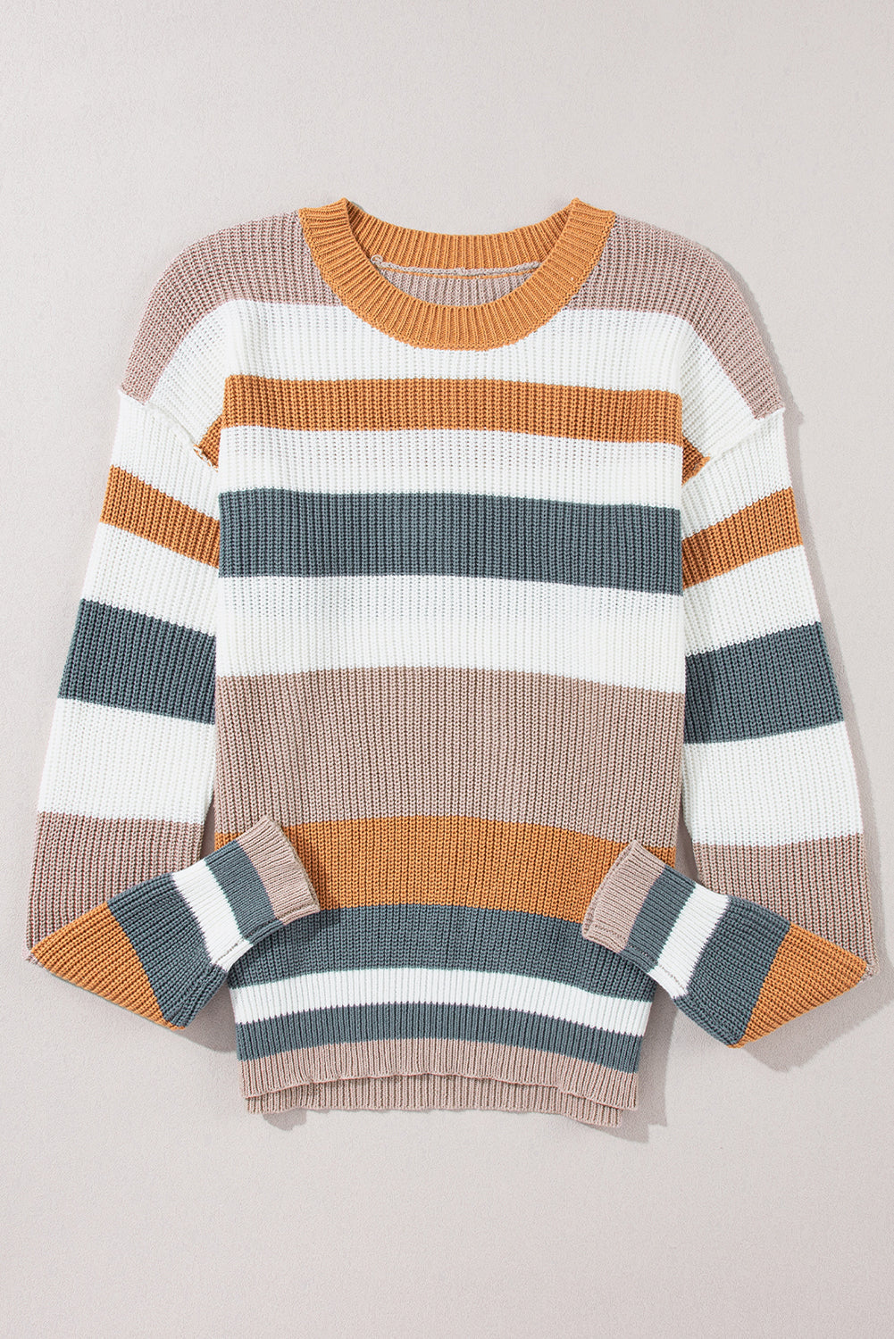 Classic Round Neck Colorblock Knit Sweater