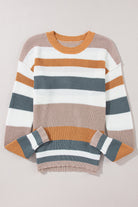 Classic Round Neck Colorblock Knit Sweater