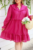 Plus Size Ruffled Bubble Sleeve Dress