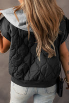 Quilted Drawstring Hooded Zip Up Puffer Vest