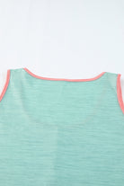 Color Block Button Casual Tank Top