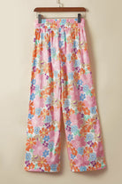 Floral Smocked Waist Loose Pants