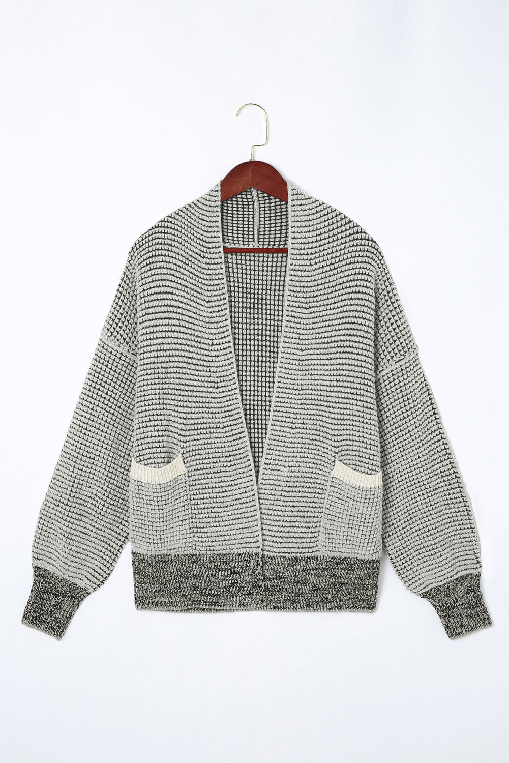 Chunky Waffle Knit Oversized Collar Cardigan