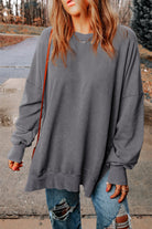 Drop Shoulder Ribbed Trim Oversized Sweatshirt