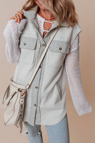 Flap Pockets Contrast Buttons Front Jacket Vest